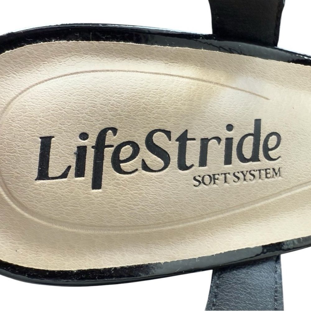 LifeStride April Black Patent Slingback Pumps Heels 6.5 Wide New In Box - Picture 12 of 15